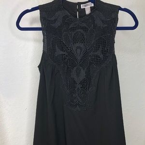Chelsea28 Black Blouse with Lace detail